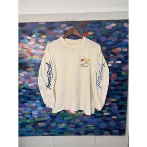 Vintage 80s Tropix Windsurfing Long Sleeve T Shirt Men's Cream distressed